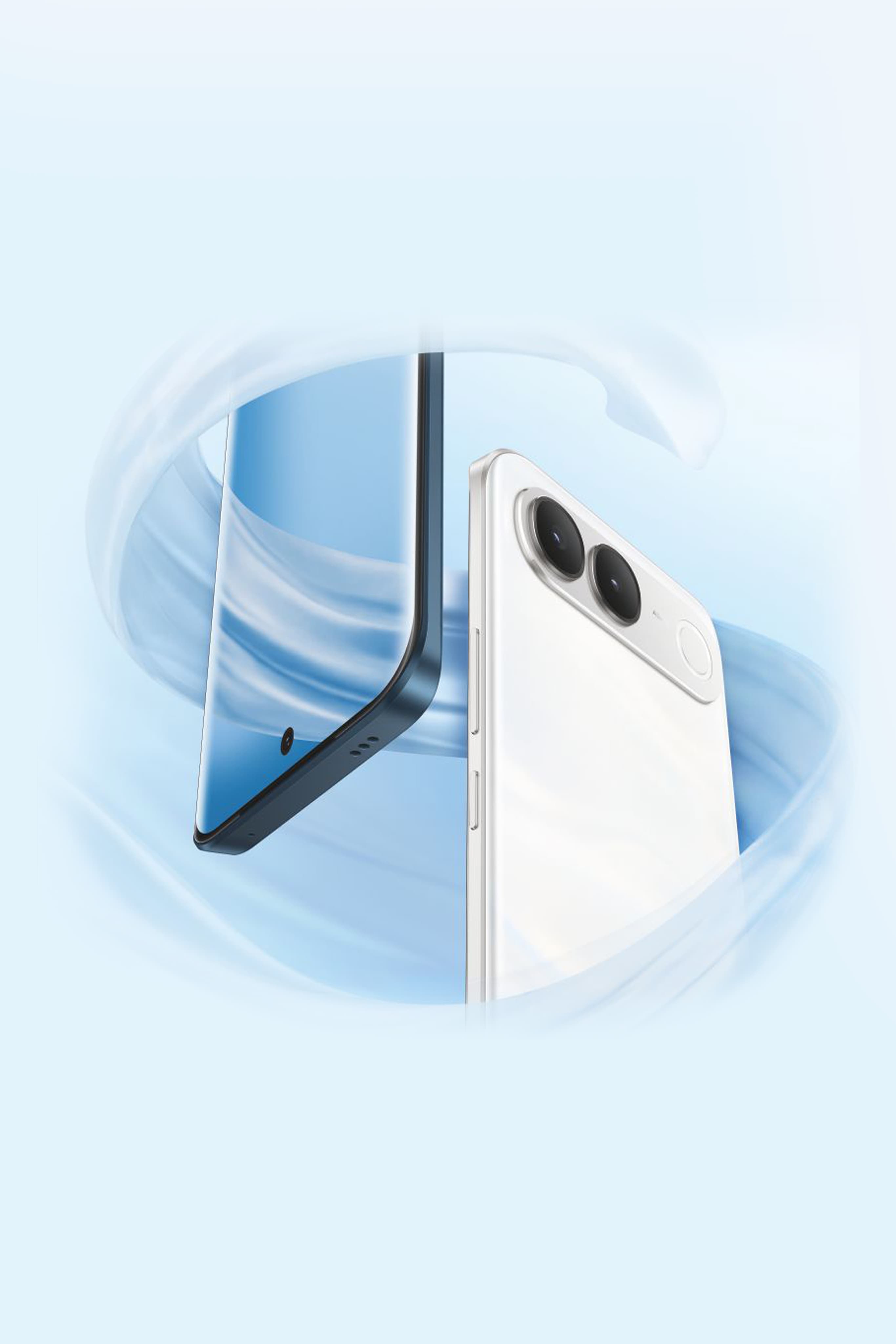 Blue and white vivo S2 smartphones